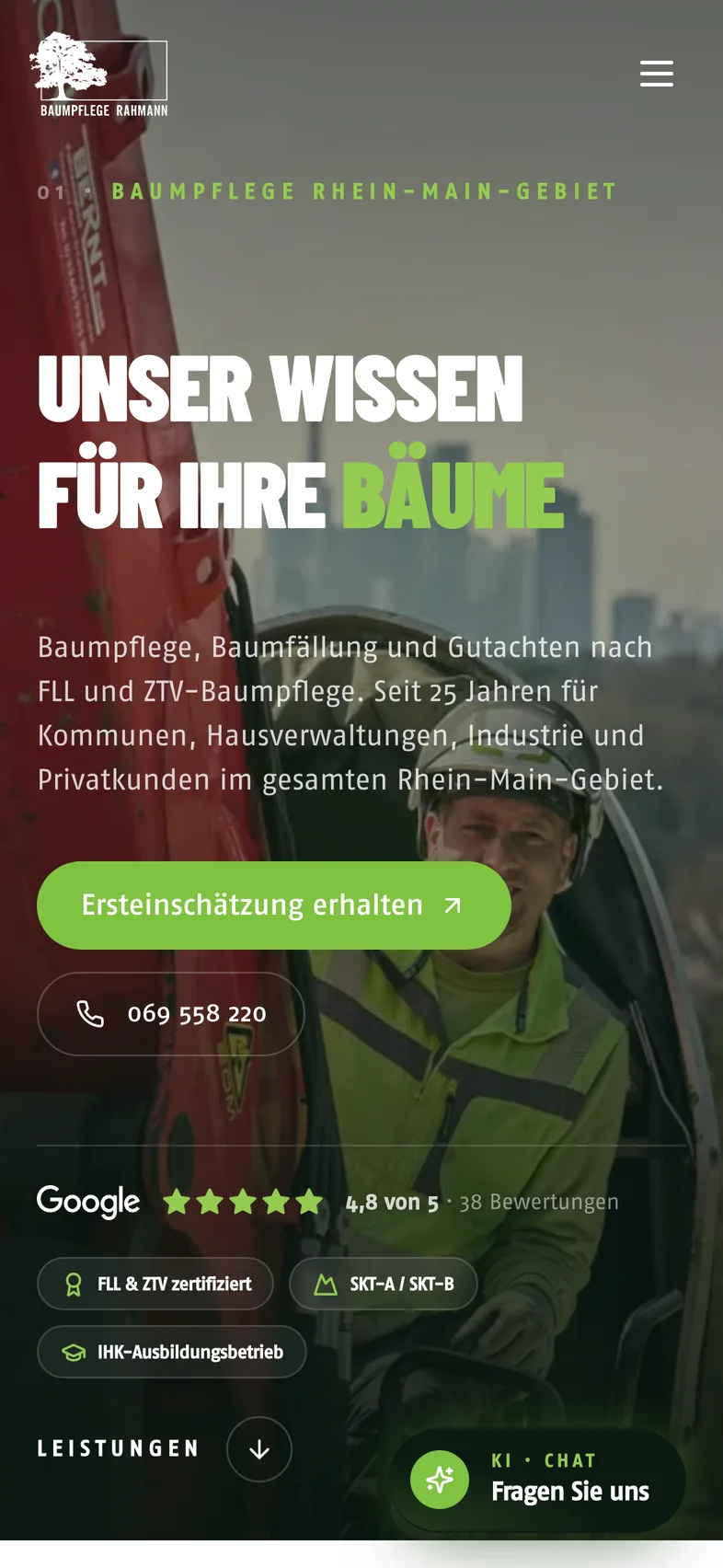 baumpflege-rahmann.de auf dem Handy